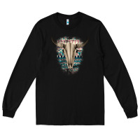 Black Western Aztec Bull Skull Long Sleeve Tee - Bettercallsaul