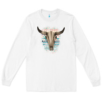 White Western Aztec Bull Skull Long Sleeve Tee - Bettercallsaul
