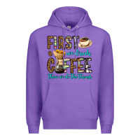 Purple first we drink coffee then we do the things Premium Hoodie - OliviaCreatesArt