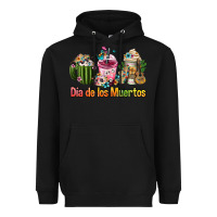 Black Mexican Día De Los Muertos Coffee Cups Heavyweight Hoodie - FaDigitalArtStudio