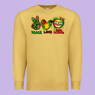 Peace Love Juneteenth Premium Sweatshirt Designed By Fadigitalartstudio