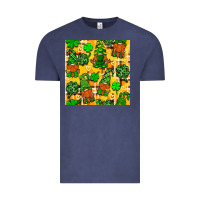 Vintage Denim St. Patricks gnomies seamless pattern Vintage Tee - BundleAndBundleShop