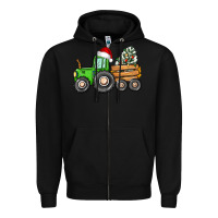 Black christmas tractor Zipper Hoodie - CowGirlArtShop
