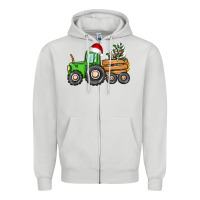 Dove Grey christmas tractor Zipper Hoodie - CowGirlArtShop