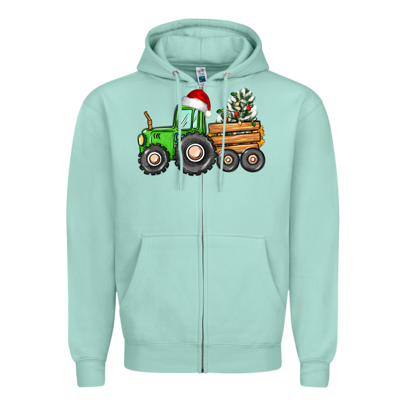 Christmas Tractor Zipper Hoodie by CowGirlArtShop | Teevron