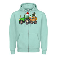 Seafoam christmas tractor Zipper Hoodie - CowGirlArtShop
