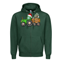 Sports Green christmas tractor Zipper Hoodie - CowGirlArtShop