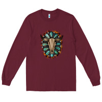 Burgundy Western Gemstone Bull Skull Long Sleeve Tee - Bettercallsaul