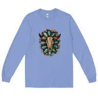 Colony Blue Western Gemstone Bull Skull Long Sleeve Tee - Bettercallsaul