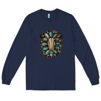 Navy Western Gemstone Bull Skull Long Sleeve Tee - Bettercallsaul