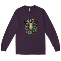 Plum Western Gemstone Bull Skull Long Sleeve Tee - Bettercallsaul