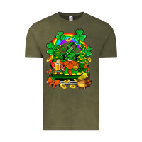 Vintage Olive st. patricks gnomes truck with rainbow Vintage Tee - BundleAndBundleShop