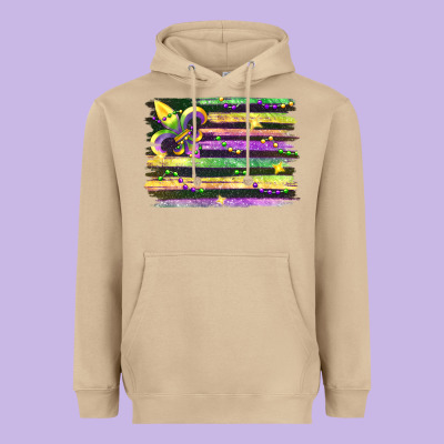 Mardi Gras Flag Heavyweight Hoodie Designed By Fadigitalartstudio