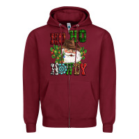 Burgundy ho ho howdy santa Zipper Hoodie - CowGirlArtShop