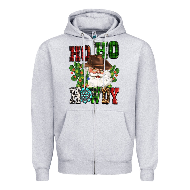 Ho Ho Howdy Santa Zipper Hoodie by CowGirlArtShop | Teevron