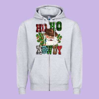 Ho Ho Howdy Santa Zipper Hoodie Designed By Cowgirlartshop