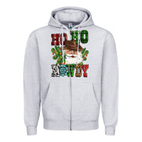 Heather Grey ho ho howdy santa Zipper Hoodie - CowGirlArtShop