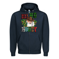 Navy ho ho howdy santa Zipper Hoodie - CowGirlArtShop