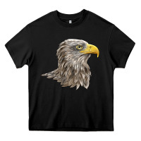 Black American White Sea Eagle Head Heavy Core Tee - LillyAllenDesigns