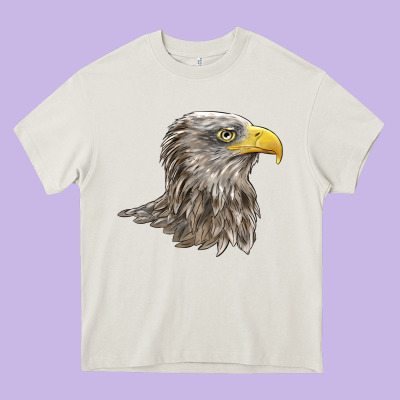 American White Sea Eagle Head Heavy Core Tee Designed By Lillyallendesigns