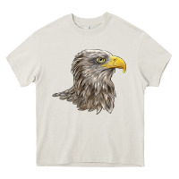 Cream American White Sea Eagle Head Heavy Core Tee - LillyAllenDesigns
