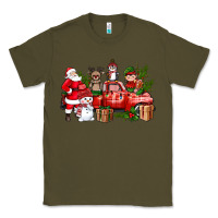 Army Green Santa Snowman Reindeer Penguin Elf Christmas Truck Classic Tee - BundleAndBundleShop