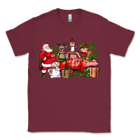 Burgundy Santa Snowman Reindeer Penguin Elf Christmas Truck Classic Tee - BundleAndBundleShop