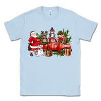 Dusty Blue Santa Snowman Reindeer Penguin Elf Christmas Truck Classic Tee - BundleAndBundleShop