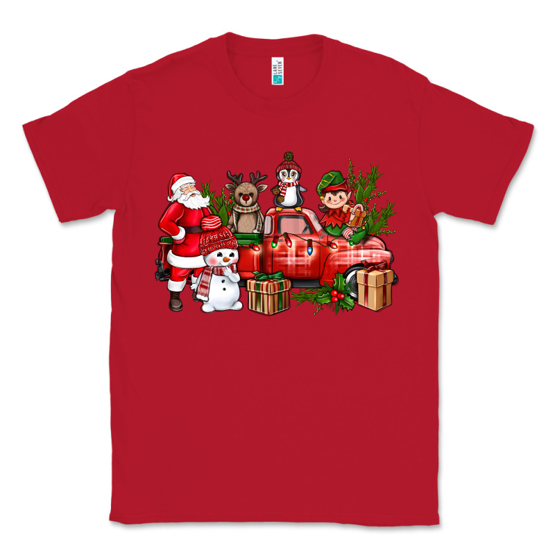 Santa Snowman Reindeer Penguin Elf Christmas Truck Classic Tee by BundleAndBundleShop | Teevron