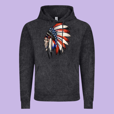 4th Of July Indian Headdress Gypsy Spirit Skull Vintage Hoodie Designed By Jasminsmagicworld