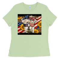 Matcha Western 4th Of July Llama Background Ladies Tee - LillyAllenDesigns