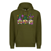 Army Green mardi gras gnomes Premium Hoodie - OliviaCreatesArt