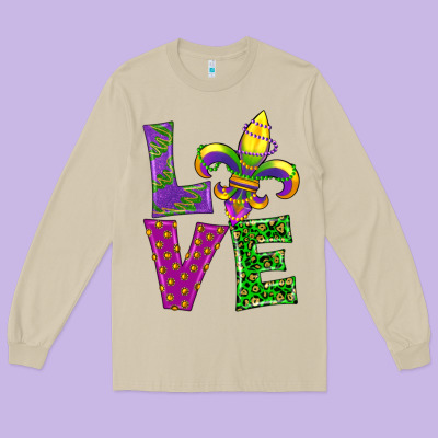 Mardi Gras Love Long Sleeve Tee Designed By Ranaportraitstore