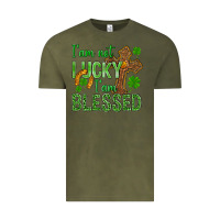 Vintage Olive I Am Not Lucky I Am Blessed St. Patricks Vintage Tee - BundleAndBundleShop