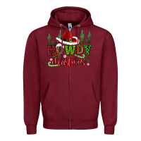 Burgundy howdy christmas cowboy hat Zipper Hoodie - CowGirlArtShop