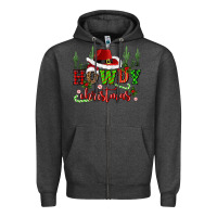 Charcoal Heather howdy christmas cowboy hat Zipper Hoodie - CowGirlArtShop