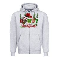 Heather Grey howdy christmas cowboy hat Zipper Hoodie - CowGirlArtShop