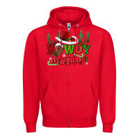 Red howdy christmas cowboy hat Zipper Hoodie - CowGirlArtShop