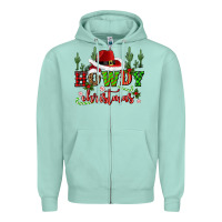 Seafoam howdy christmas cowboy hat Zipper Hoodie - CowGirlArtShop
