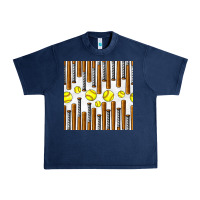 Navy softball bat seamless pattern Urban Heavy Tee - BundleAndBundleShop
