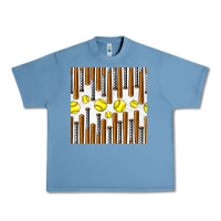 Pebble Blue softball bat seamless pattern Urban Heavy Tee - BundleAndBundleShop