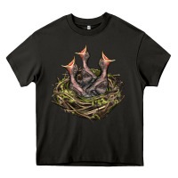 Asphalt Bird Nest With Baby Birds Heavy Core Tee - LillyAllenDesigns