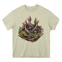 Mossy Bird Nest With Baby Birds Heavy Core Tee - LillyAllenDesigns