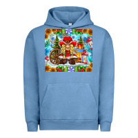 Pigment Pebble Blue Christmas cowboy gnome Urban Hoodie - CowhideDigitalArt