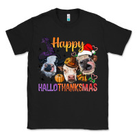 Black Happy Hallothanksmas Cows Classic Tee - BundleAndBundleShop