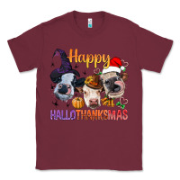 Burgundy Happy Hallothanksmas Cows Classic Tee - BundleAndBundleShop
