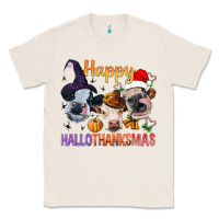 Natural Happy Hallothanksmas Cows Classic Tee - BundleAndBundleShop