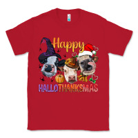 Red Happy Hallothanksmas Cows Classic Tee - BundleAndBundleShop