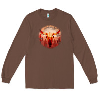 Chestnut Western Cowboy Sunset Bull Skull Long Sleeve Tee - Bettercallsaul