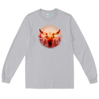 Moon Dust Western Cowboy Sunset Bull Skull Long Sleeve Tee - Bettercallsaul